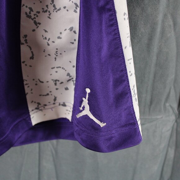 Retro Air Jordan Shorts - Purple with White Cement Colorblocks - Men's XL - Picture 2 of 5